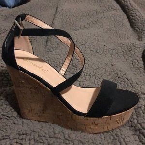 Black Wedge Sandals